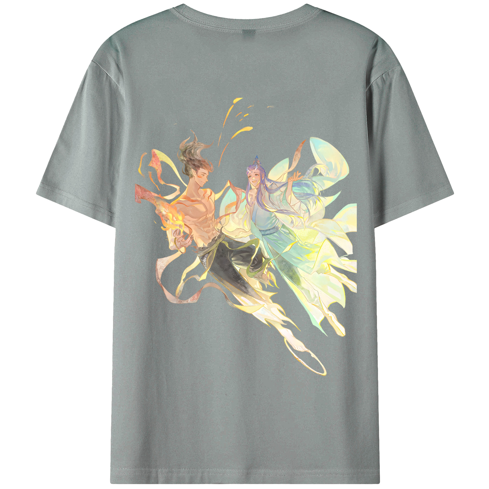 （画像用） Ne Zha 2 ナタ 魔童の大暴れ 綿100％ メンズ半袖Tシャツ（バックプリント） 通気性